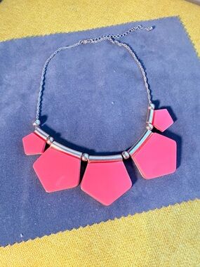Avon Bold Pink Geometric Statement Necklace